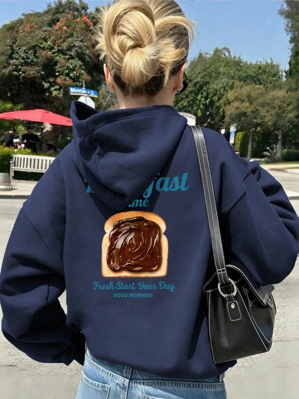Sweat-shirt à capuche imprimé « Chocolate Toast Breakfast » pour femmes