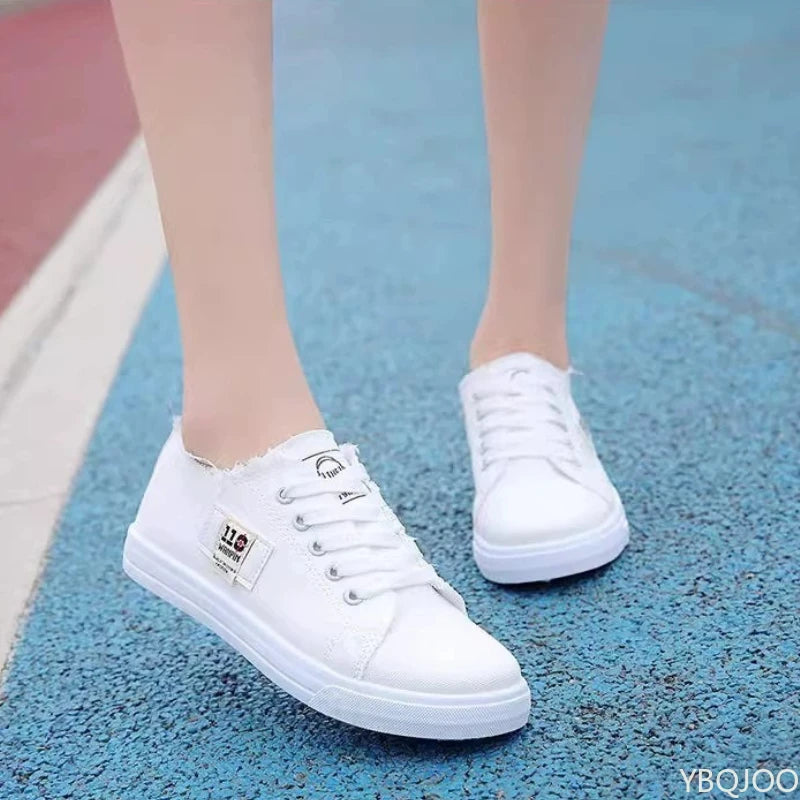 Baskets tendance en toile avec lacets pour femmes