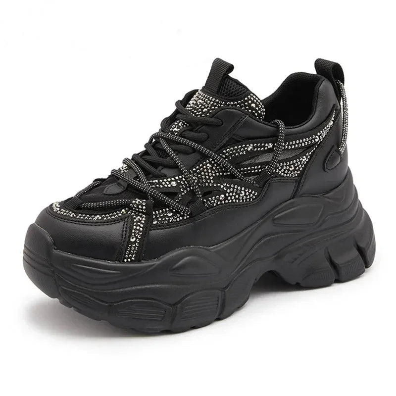Basket en cuir véritable creux pour femmes