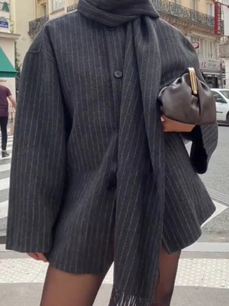 Veste avec écharpe col laine pour femmes