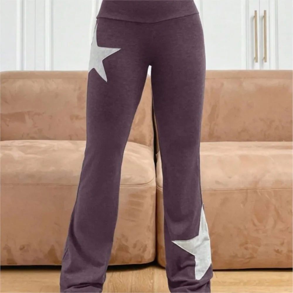 Pantalon long avec motif étoile pour femmes