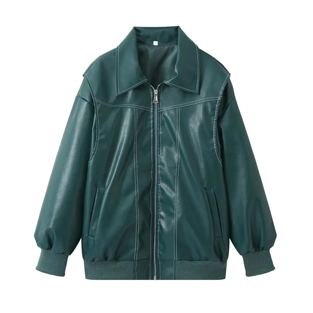 Veste en cuir PU pour femmes