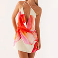 Mini robe moulante à fleurs, dos nu, pour femmes