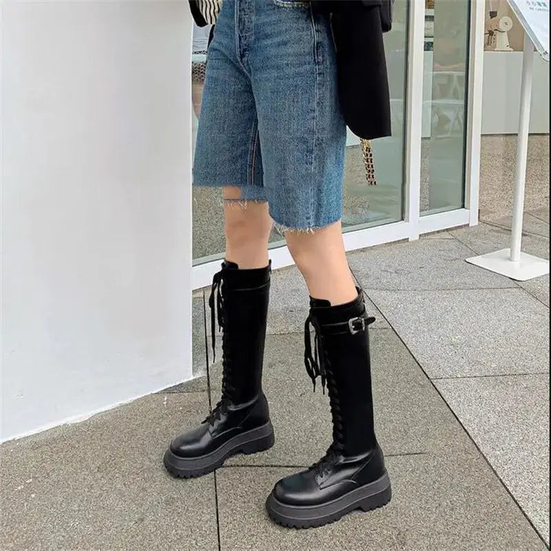 Bottes à lacets à plateforme pour femmes