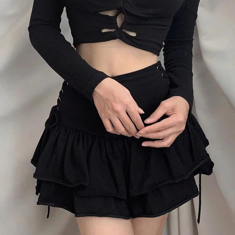 Mini jupe bandage taille haute pour femmes