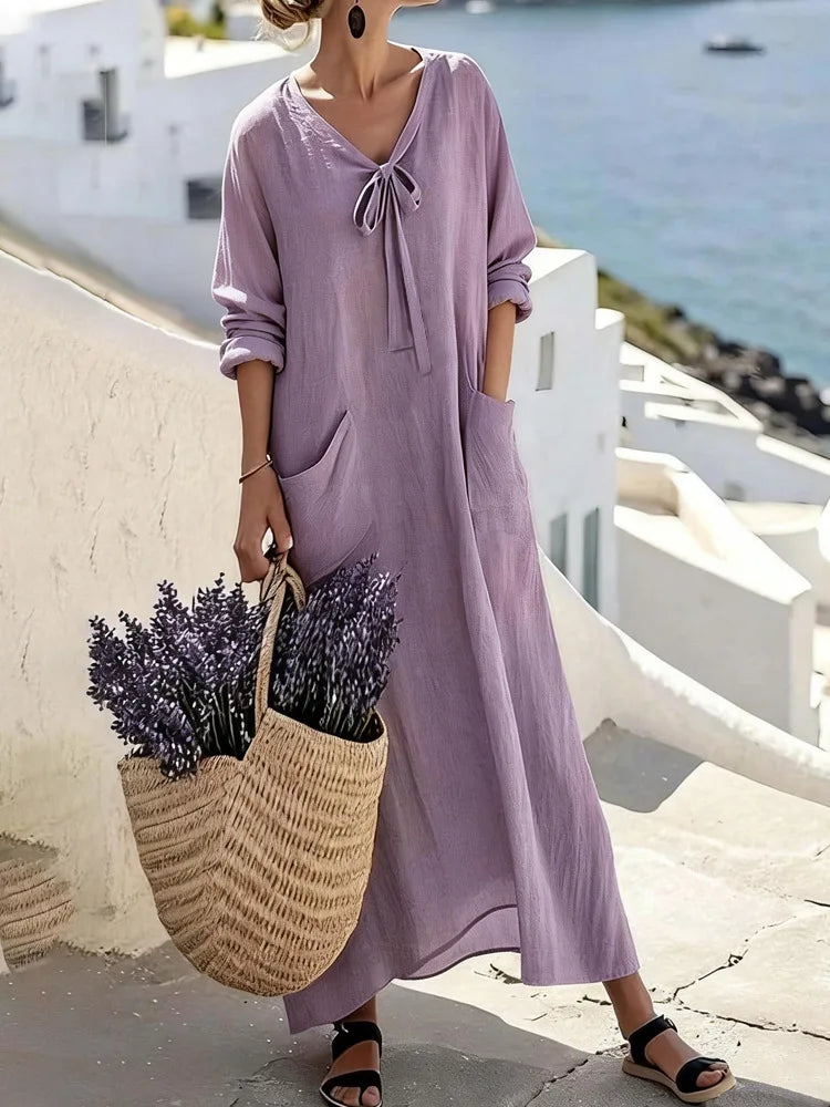 Robes longues décontractées de couleur unie pour femmes