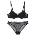 Ensemble soutien-gorge Push Up en dentelle française et culotte pour femmes