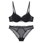 Ensemble soutien-gorge Push Up en dentelle française et culotte pour femmes