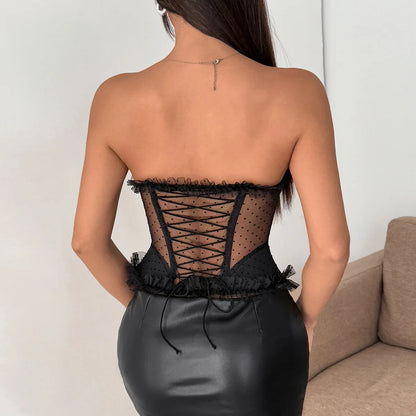 Débardeur Corset Femme – Pois et Coupe Bustier