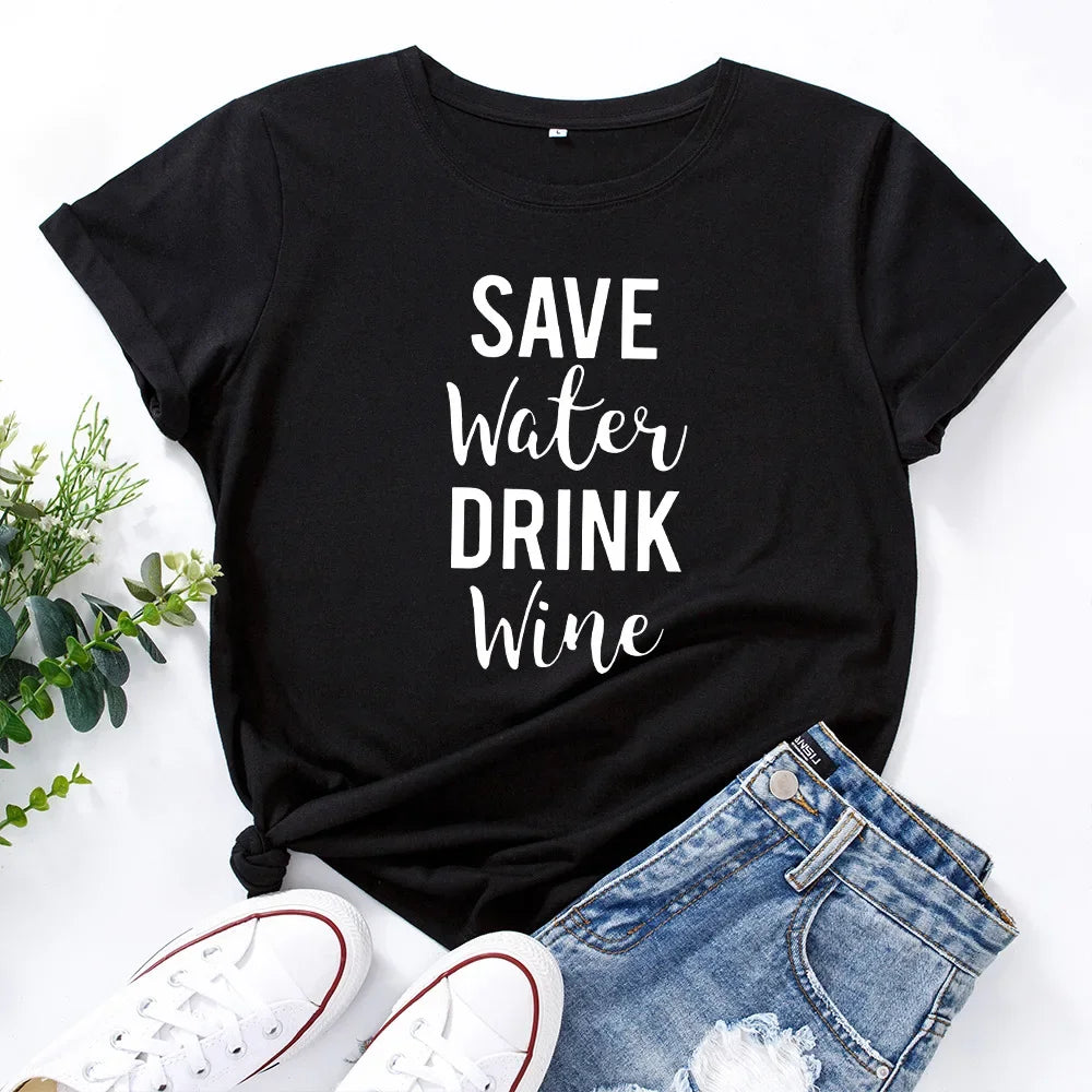 T Shirt imprimer en coton à manches courtes pour femmes