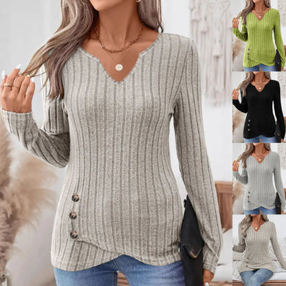 Pull Tricot Femme – Col V et Coupe Décontractée