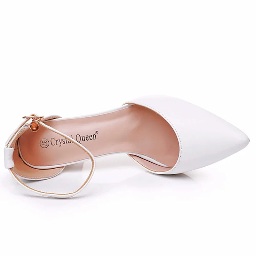 Sandales pointues en cuir talons pour femmes