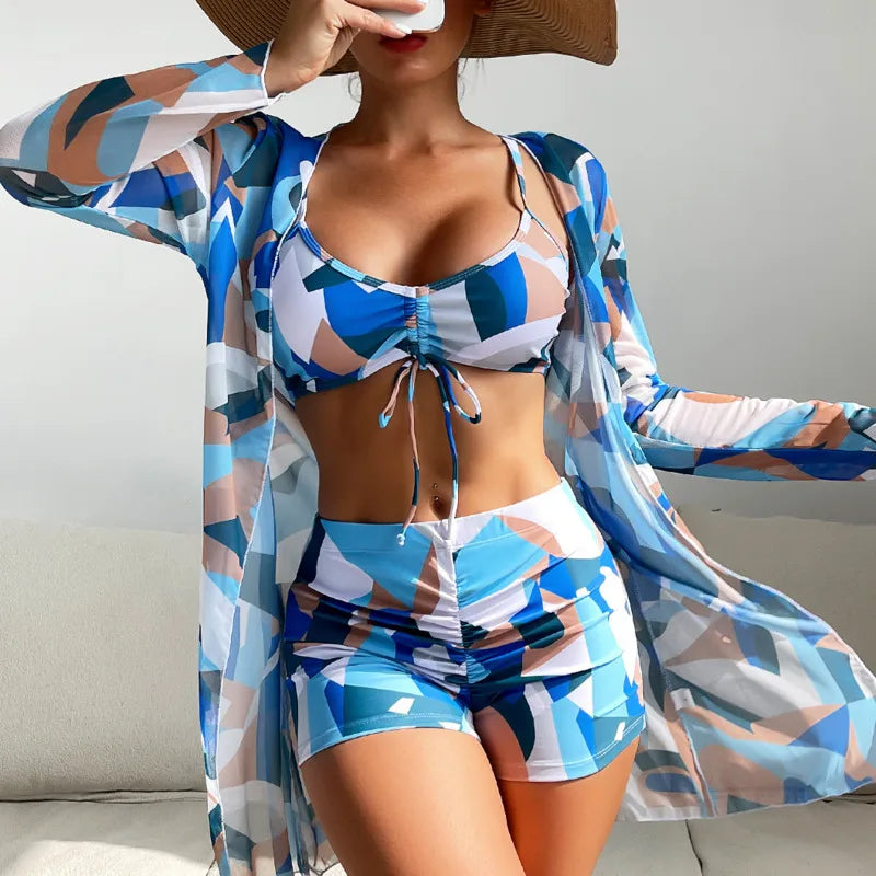 Maillot de bain trois pièces push-up pour femmes