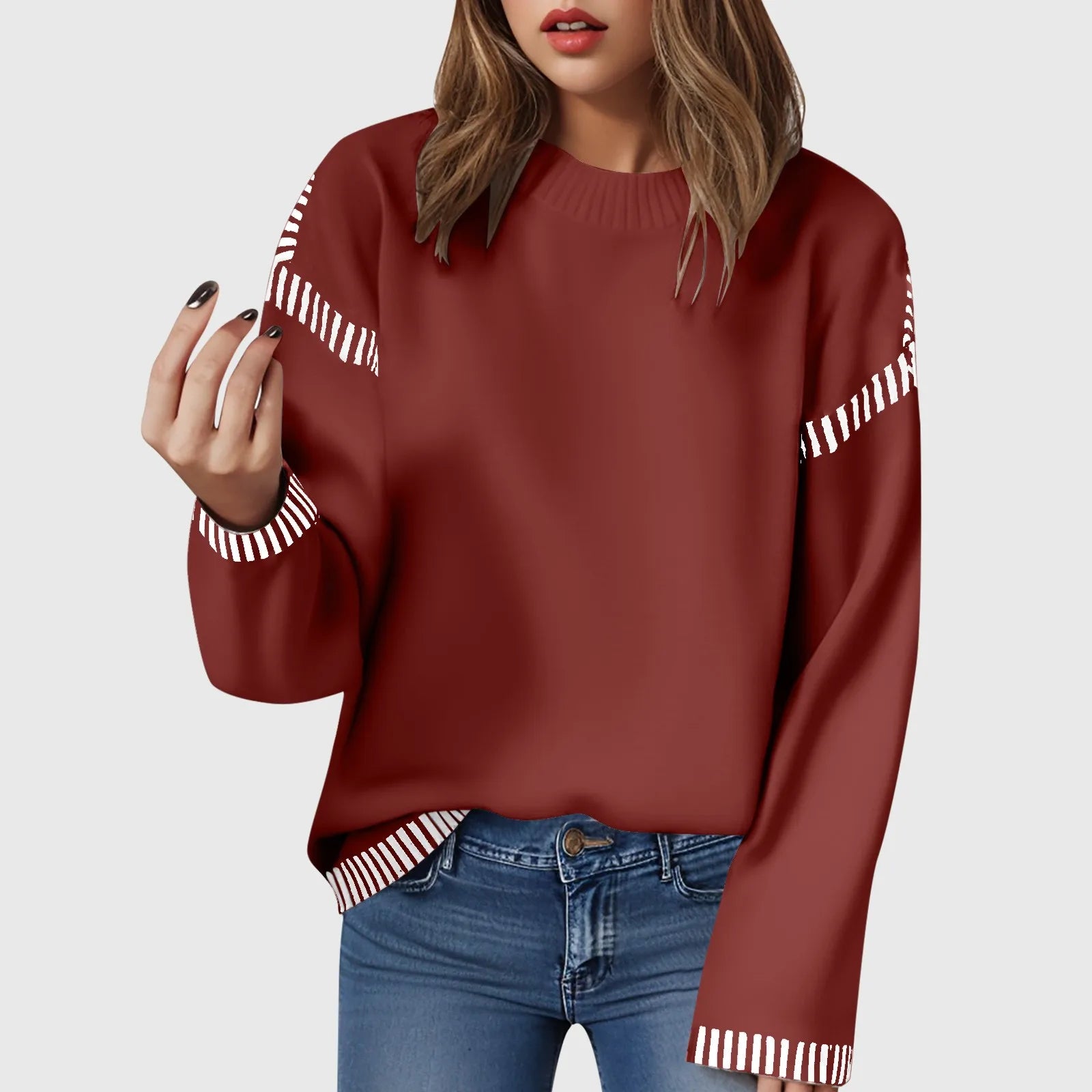 Pull ample à manches longues pour femmes