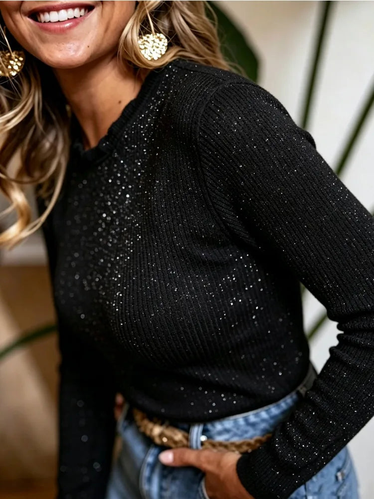 Pull Brillant Femme – Maille Élégante