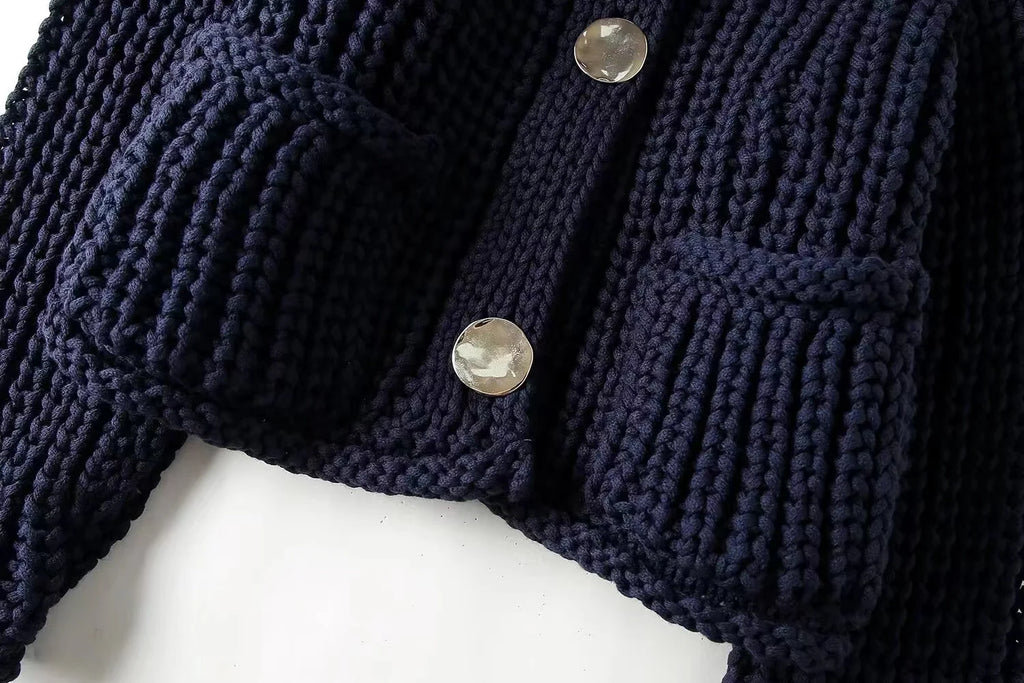 Cardigan à manches et col rond pour femmes