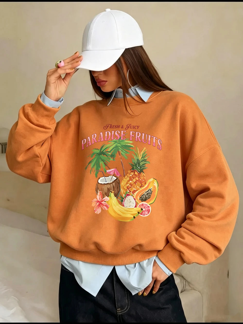 Sweat-shirts à imprimés de fruits frais et juteux Paradise pour femmes