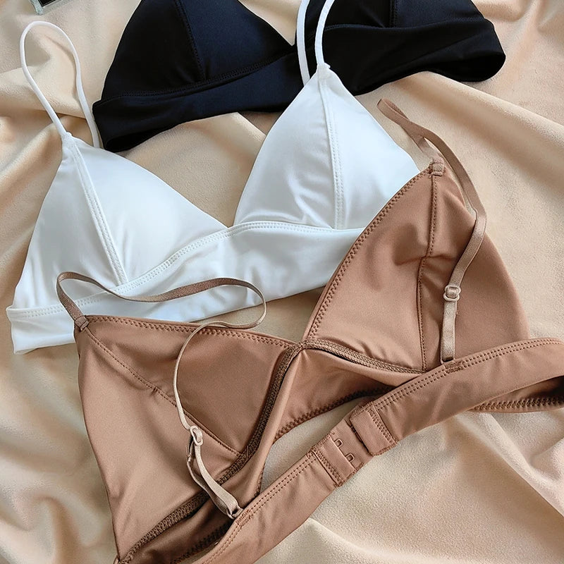 Soutien-gorge triangle sans coutures imprimé léopard pour femmes