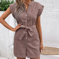 Combinaison short rayée décontractée pour femmes