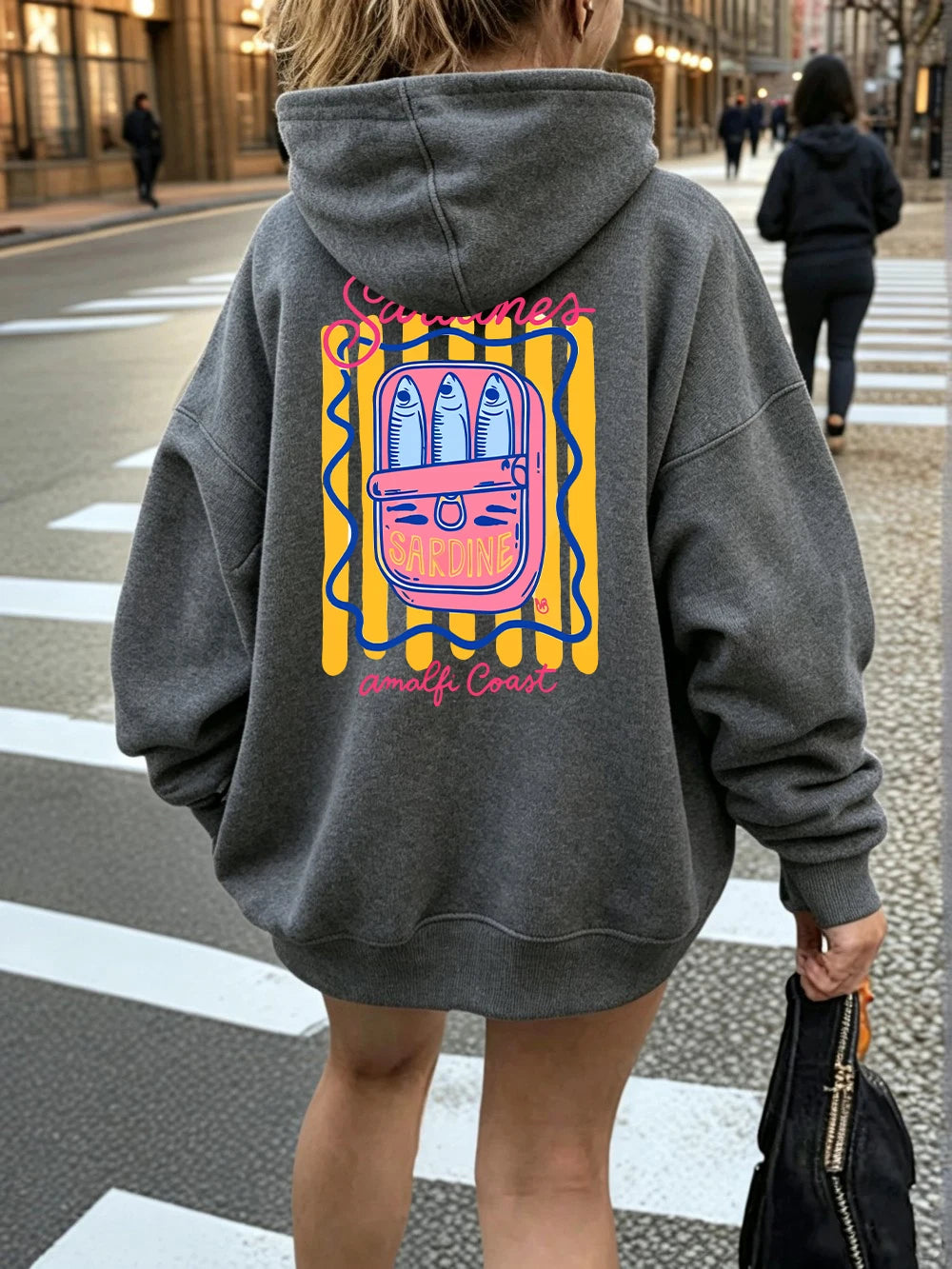 Sweat-shirts à capuche imprimés Sardines Amalfi Coast pour femmes