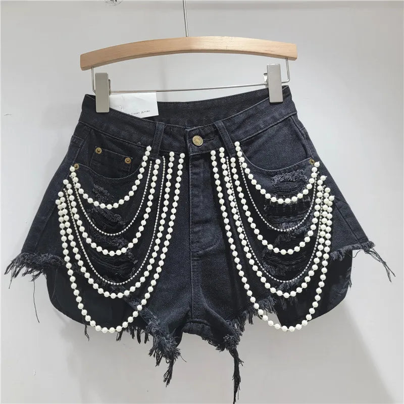 Short en jean taille haute pour femmes