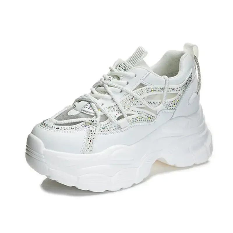 Basket en cuir véritable creux pour femmes