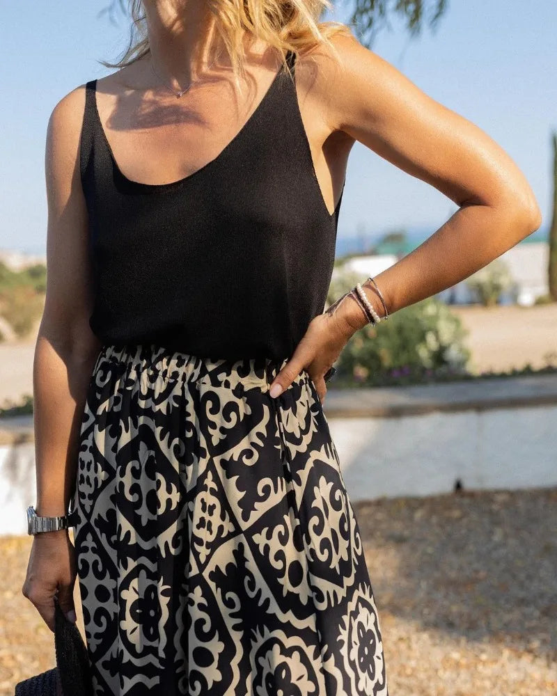 Jupe longue imprimée vintage pour femmes