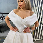 Robe de mariée courte trapèze à paillettes pour femmes