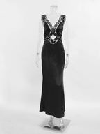 Robe longue sexy en dentelle ajourée pour femmes