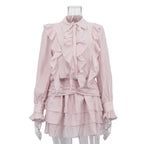 Robe mini à volants roses pour femmes