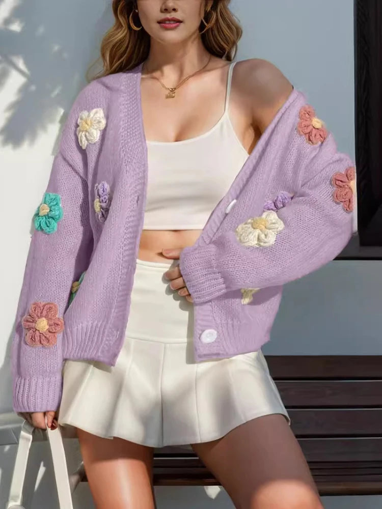 Cardigan en laine tricoté pour femmes
