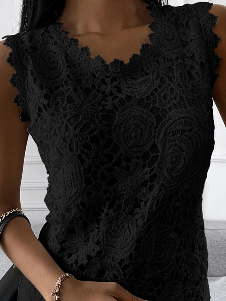 T-shirt vintage en dentelle pour femmes
