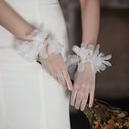 Gants en tulle à bord à volants doux pour femmes