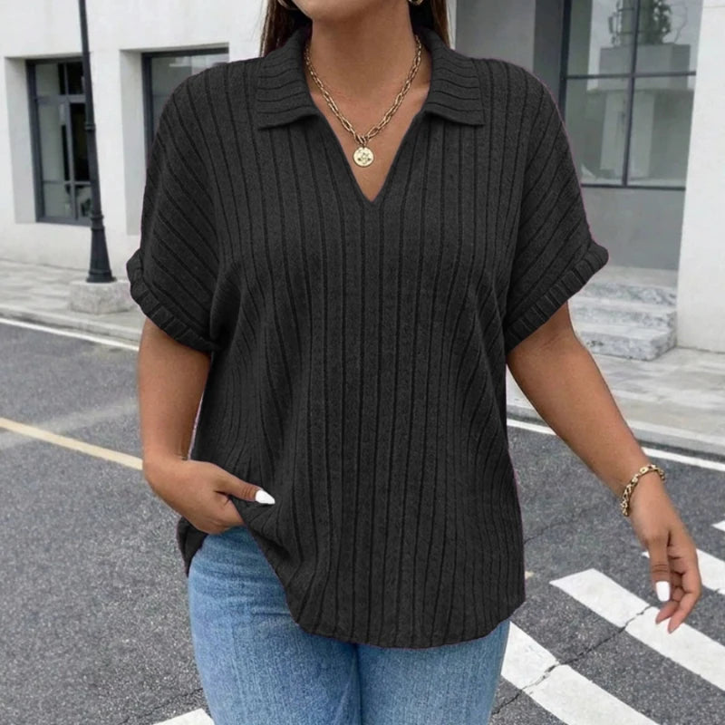 T-shirt en Maille Femme – Coupe Décontractée et Manches Courtes