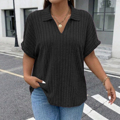 T-shirt en Maille Femme – Coupe Décontractée et Manches Courtes
