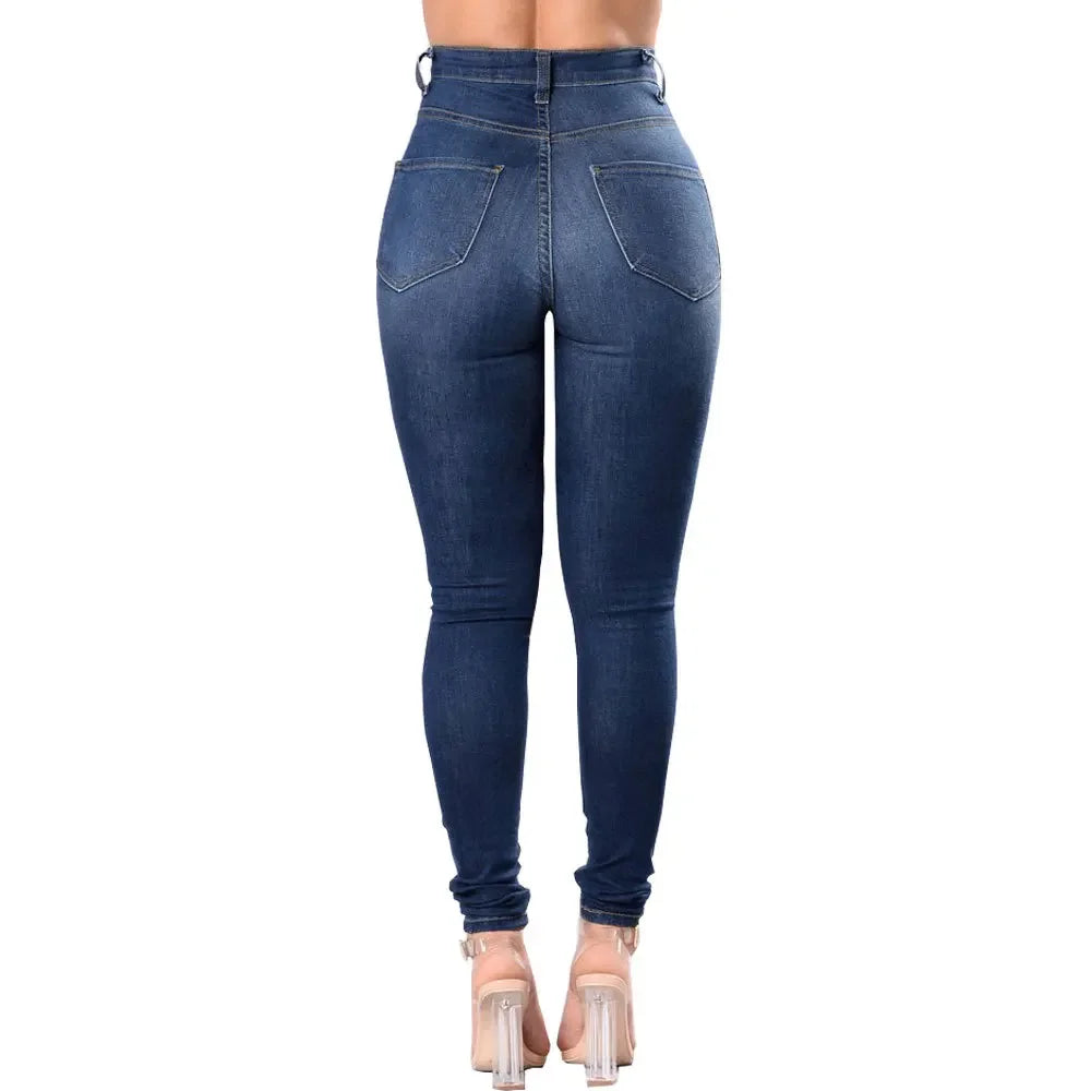 Jean déchiré en denim pour femmes