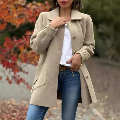Manteau Long Femme – Laine Mélangée
