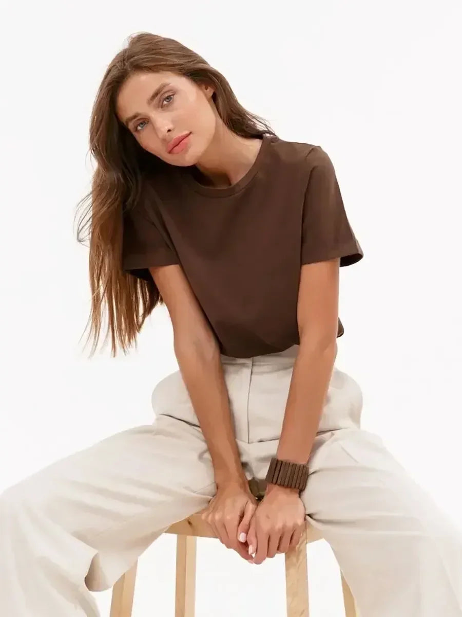 T-shirt d'été 100 % coton pour femmes