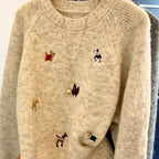 Pull à col rond brodé pour femmes