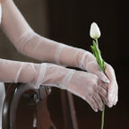 Gants longs blancs en tulle transparent pour femmes