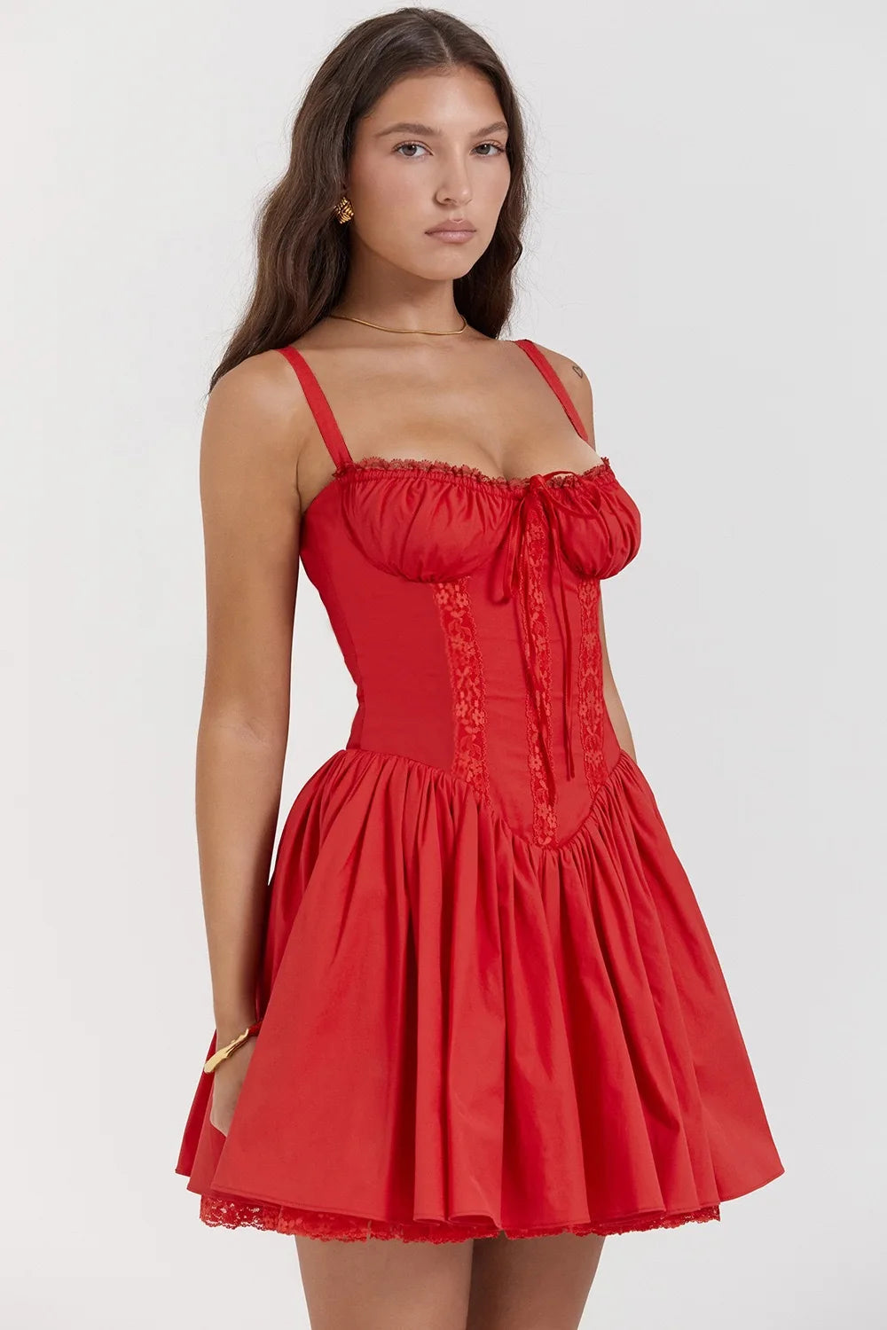 Robe Corset Femme – Imprimé Floral et Laçage