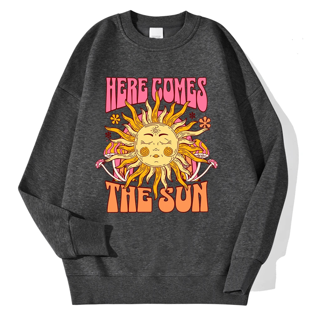 Sweat-shirt à capuche imprimé léopard et soleil pour femmes