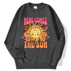 Sweat-shirt à capuche imprimé léopard et soleil pour femmes
