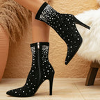 Bottines de luxe en cristal pour femmes