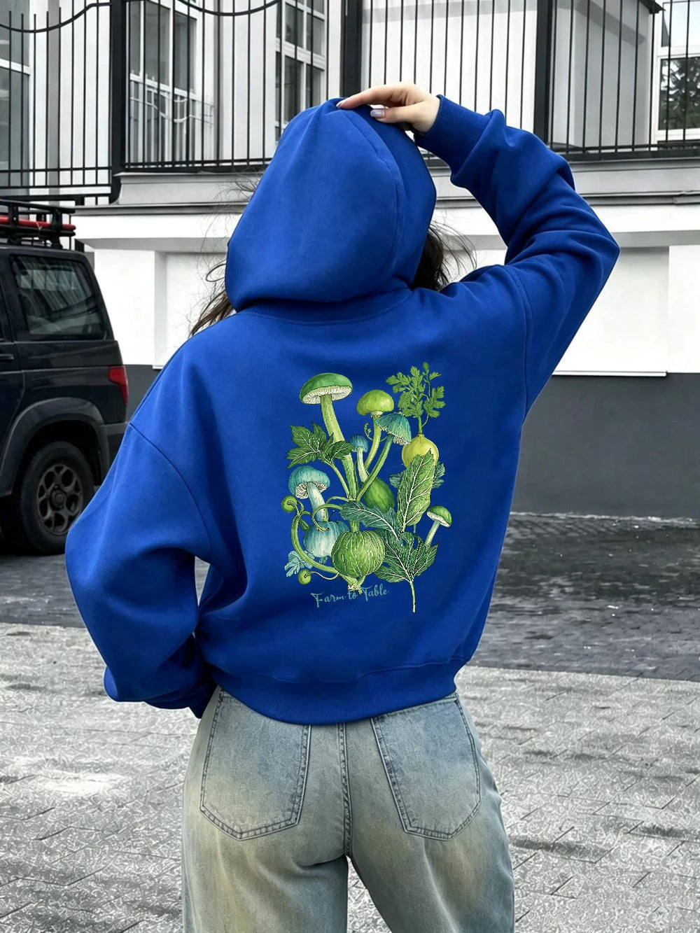 Sweat-shirts à capuche imprimés Farm To Table pour femmes