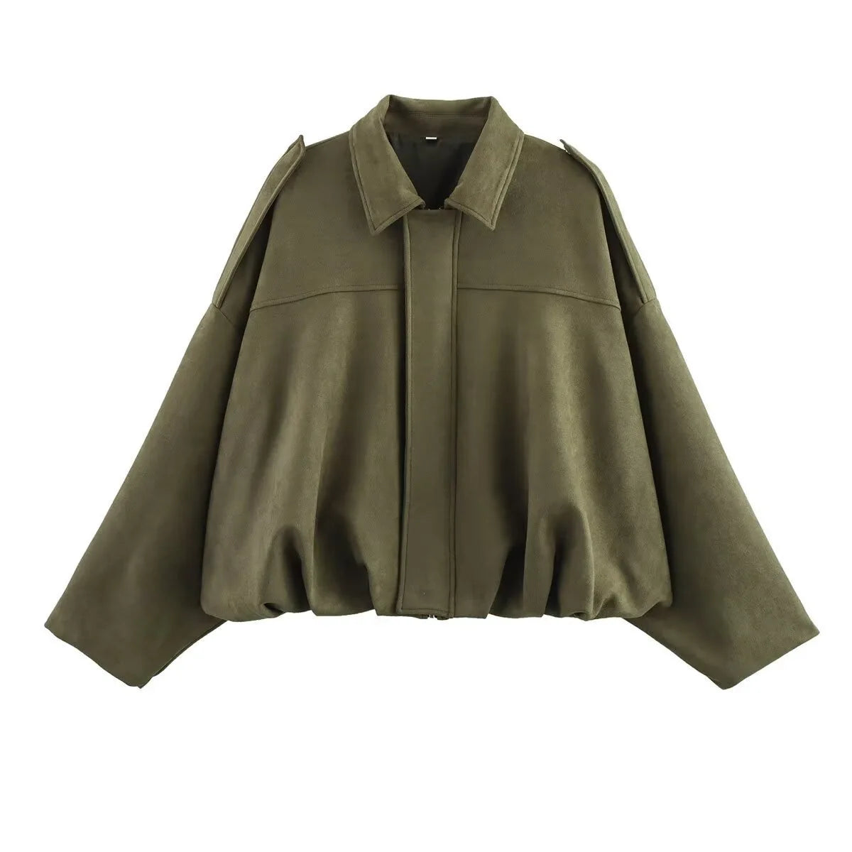 Blouson aviateur avec manches chauve-souris et fermeture éclair pour femmes