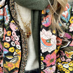 Manteau vintage en coton imprimé floral pour femmes