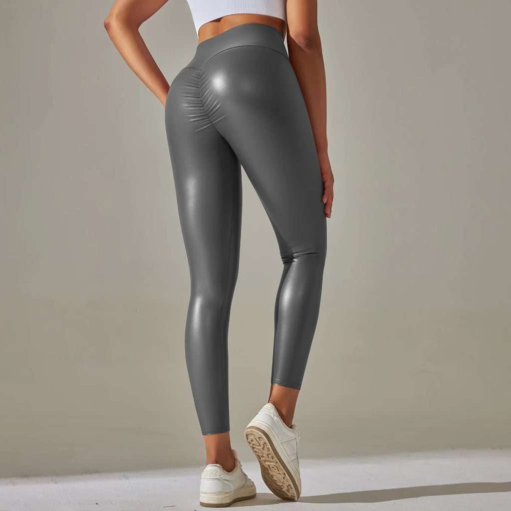 Leggings en cuir PU pour femmes