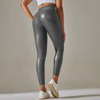 Leggings en cuir PU pour femmes