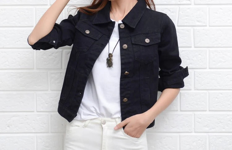 Veste en jean courte décontractée pour femmes